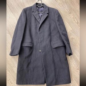 Navy Blue Union Made Wool Men’s Overcoat (Size Large)